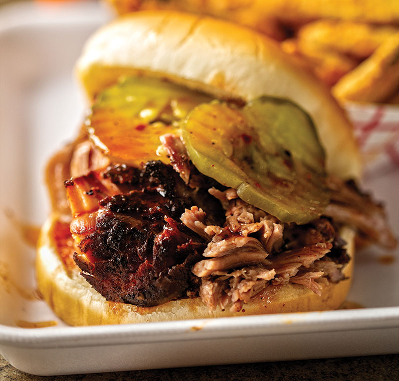 a barbecue sandwich at Saw’s.